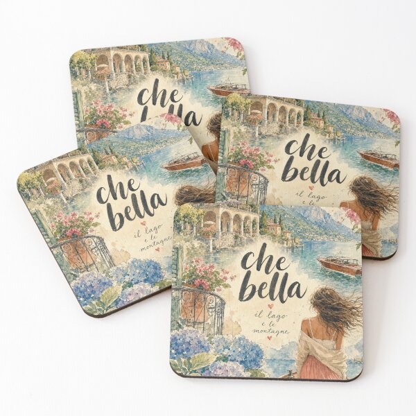 Item preview, Watercolor Lake Como Italy - Che Bella Travel Art Collage designed and sold by VisualArtsOasis.