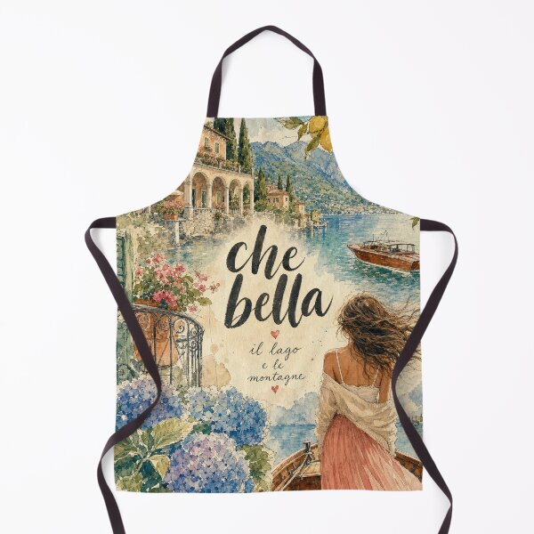 Item preview, Watercolor Lake Como Italy - Che Bella Travel Art Collage designed and sold by VisualArtsOasis.