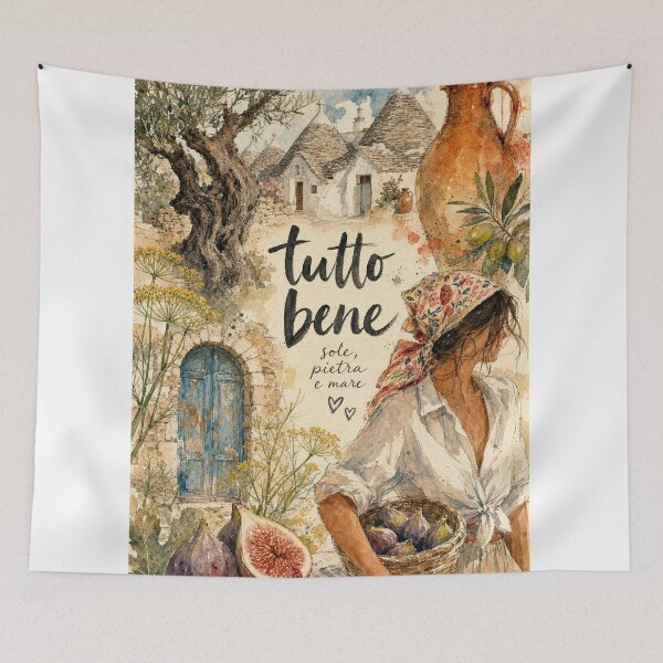 Item preview, Tutto Bene Puglia - Italy Hand Painted Watercolor Art designed and sold by VisualArtsOasis.