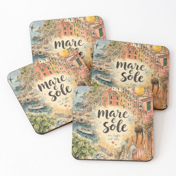 Item preview, Mare e Sole Cinque Terre Italy - Watercolor Travel Collage designed and sold by VisualArtsOasis.