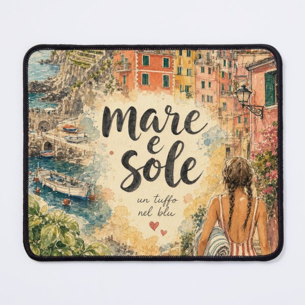 Item preview, Mare e Sole Cinque Terre Italy - Watercolor Travel Collage designed and sold by VisualArtsOasis.