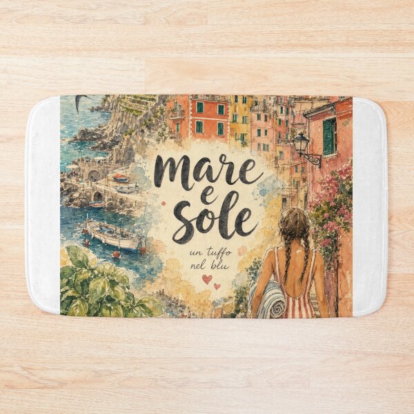Item preview, Mare e Sole Cinque Terre Italy - Watercolor Travel Collage designed and sold by VisualArtsOasis.