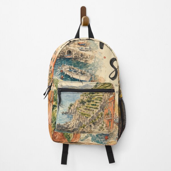 Item preview, Mare e Sole Cinque Terre Italy - Watercolor Travel Collage designed and sold by VisualArtsOasis.