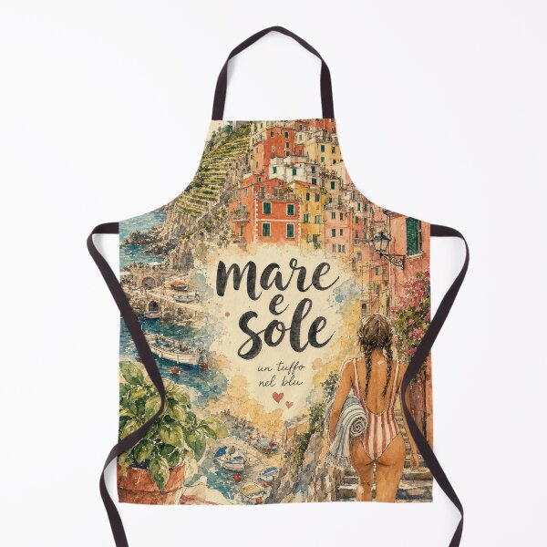 Item preview, Mare e Sole Cinque Terre Italy - Watercolor Travel Collage designed and sold by VisualArtsOasis.