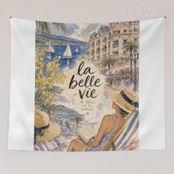 Item preview, La Belle Vie - Cote d Azur France Painted Watercolor Illustration designed and sold by VisualArtsOasis.