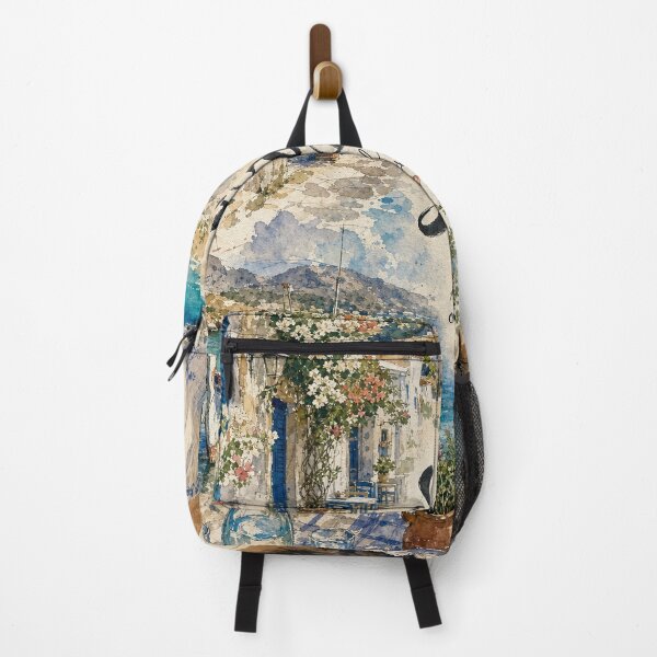 Item preview, Siga Siga Crete Greece - Watercolor Travel Collage designed and sold by VisualArtsOasis.