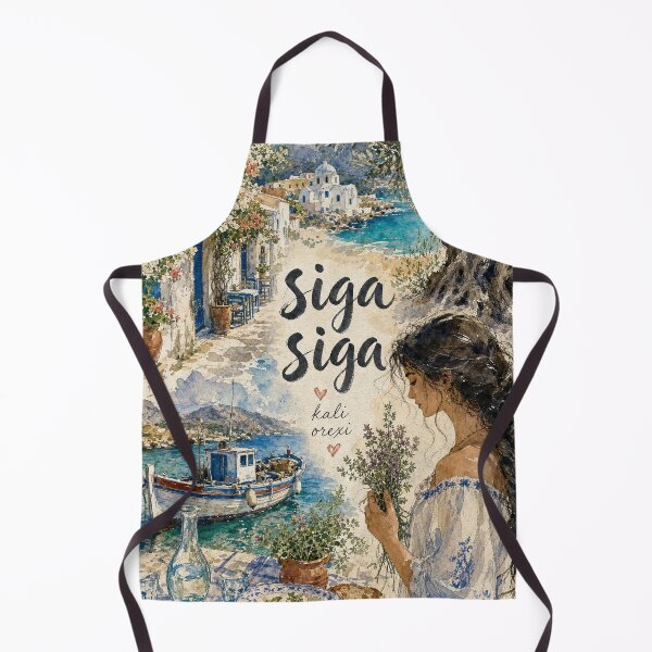 Item preview, Siga Siga Crete Greece - Watercolor Travel Collage designed and sold by VisualArtsOasis.
