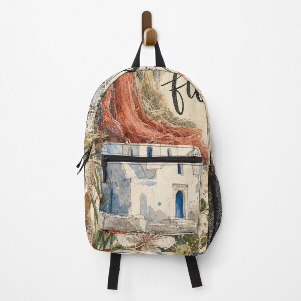 Item preview, Paros Greece Watercolor Art - Filoxenia Hand Painted Collage designed and sold by VisualArtsOasis.