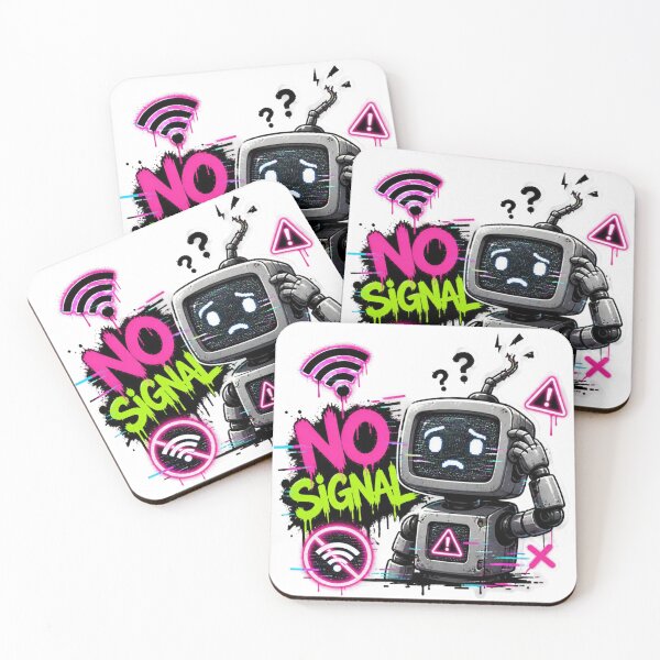 Item preview, NO SIGNAL Graffiti Sticker PNG | Cyber Robot Glitch Gaming Aesthetic | Futuristic Tech Vinyl Decal for Laptop, PC, Console & Water Bottle designed and sold by Stylestickers55.