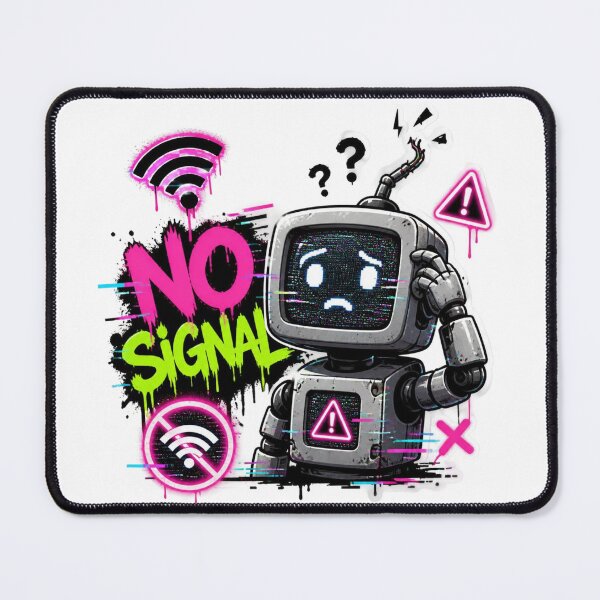 Item preview, NO SIGNAL Graffiti Sticker PNG | Cyber Robot Glitch Gaming Aesthetic | Futuristic Tech Vinyl Decal for Laptop, PC, Console & Water Bottle designed and sold by Stylestickers55.