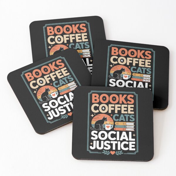 Item preview, BOOKS AND COFFEE CATS SOCIAL JUSTICE designed and sold by jkrphoto.