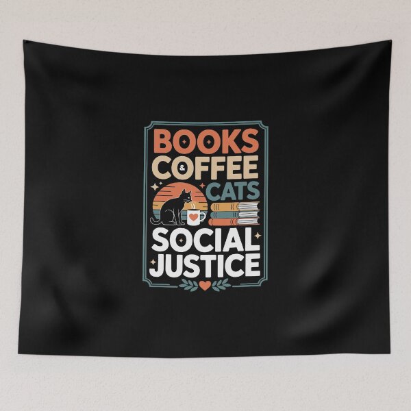 Item preview, BOOKS AND COFFEE CATS SOCIAL JUSTICE designed and sold by jkrphoto.