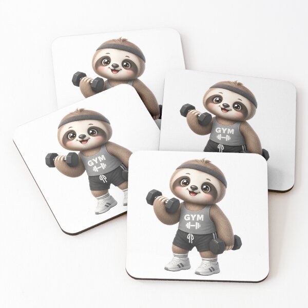 Item preview, Cute Sloth Gym – Kawaii Cartoon Illustration designed and sold by Halbeskilo.
