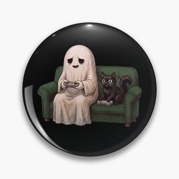 Item preview, Gaming Boo Ghost and Black Cat Cute Spooky Halloween Gamer designed and sold by averyfisher.