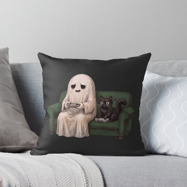 Item preview, Gaming Boo Ghost and Black Cat Cute Spooky Halloween Gamer designed and sold by averyfisher.