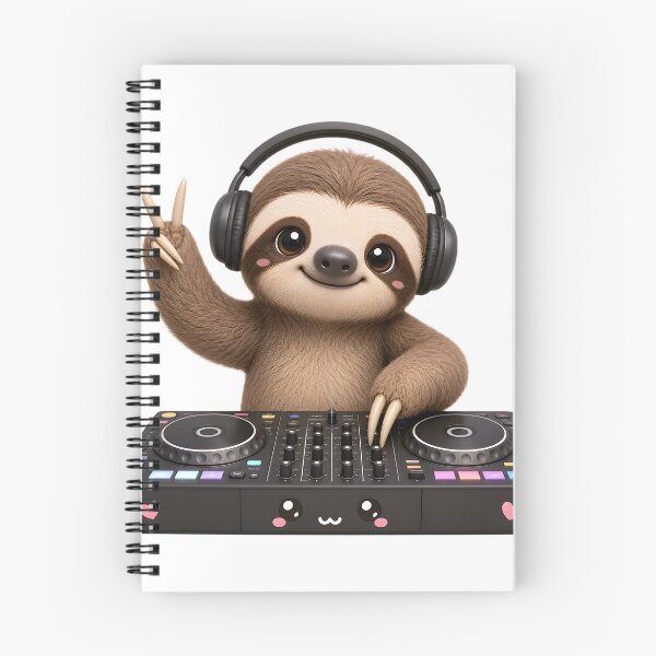 Item preview, Cute Sloth DJ – Kawaii Cartoon Illustration designed and sold by Halbeskilo.