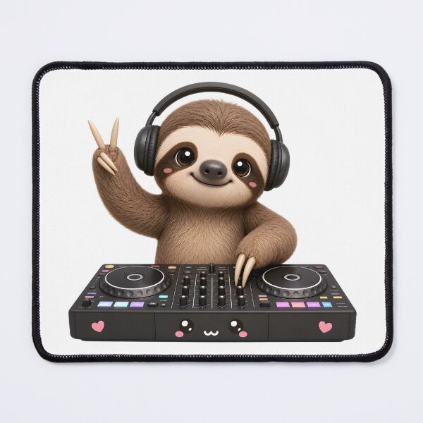 Item preview, Cute Sloth DJ – Kawaii Cartoon Illustration designed and sold by Halbeskilo.