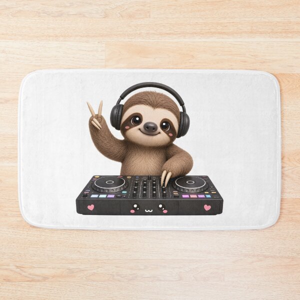 Item preview, Cute Sloth DJ – Kawaii Cartoon Illustration designed and sold by Halbeskilo.