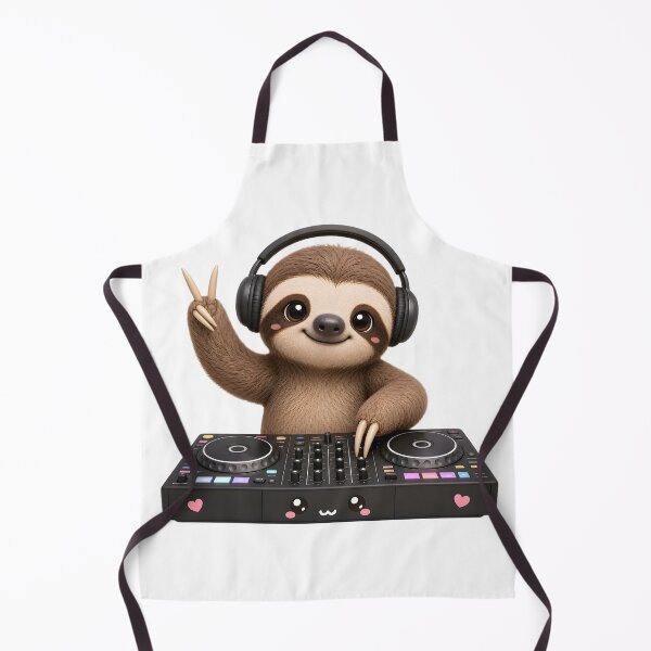 Item preview, Cute Sloth DJ – Kawaii Cartoon Illustration designed and sold by Halbeskilo.