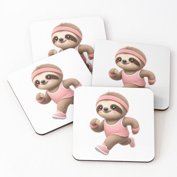 Item preview, Cute sloth jogging – Kawaii cartoon illustration designed and sold by Halbeskilo.