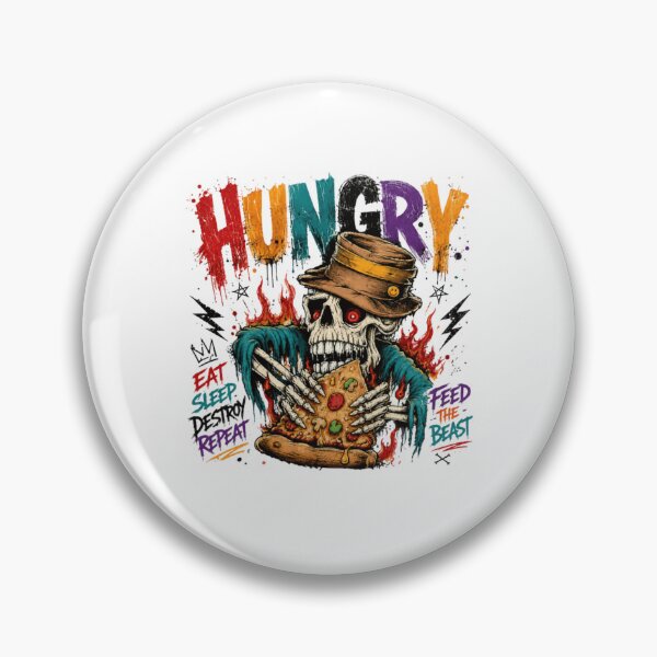 Item preview, Hungry Eat Sleep Destroy Repeat Feed The Beast Pizza Lover Foodie Skeleton designed and sold by RetroMini2026.