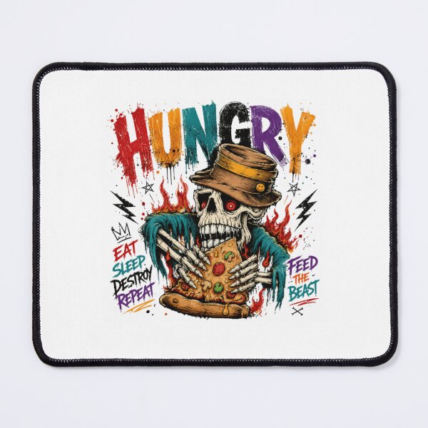 Item preview, Hungry Eat Sleep Destroy Repeat Feed The Beast Pizza Lover Foodie Skeleton designed and sold by RetroMini2026.