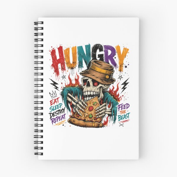 Item preview, Hungry Eat Sleep Destroy Repeat Feed The Beast Pizza Lover Foodie Skeleton designed and sold by RetroMini2026.