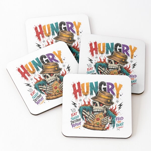 Item preview, Hungry Eat Sleep Destroy Repeat Feed The Beast Pizza Lover Foodie Skeleton designed and sold by RetroMini2026.