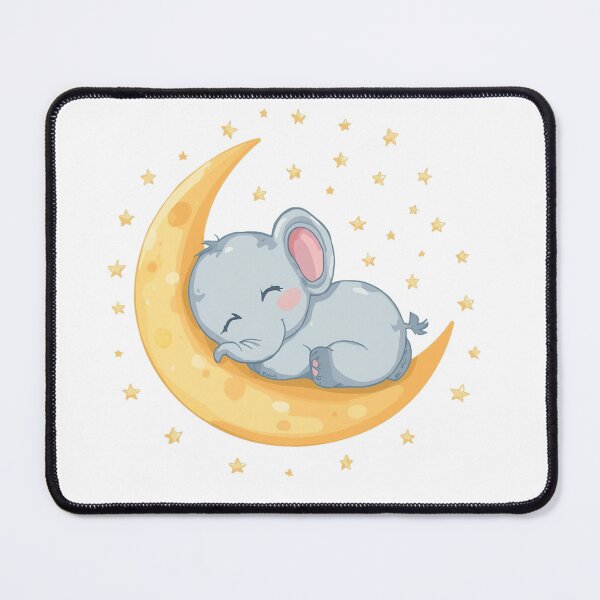 Item preview, An Adoorable Baby Elephant - Hugging Soft Pastel Crescent Moon designed and sold by DigitfanStudio.