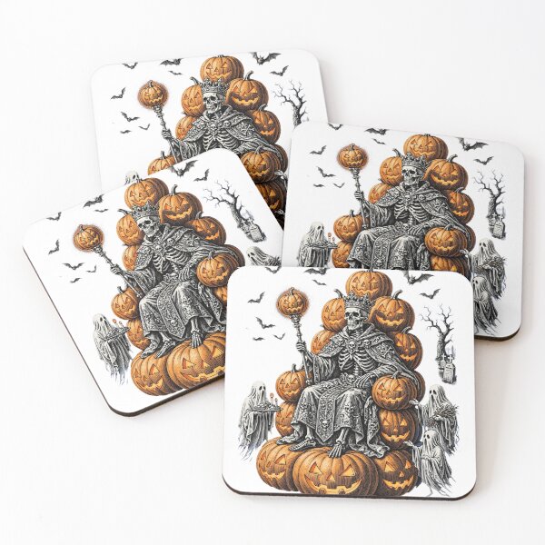 Item preview, Pumpkin King Skeleton Throne Halloween Art designed and sold by BloopyWorks.