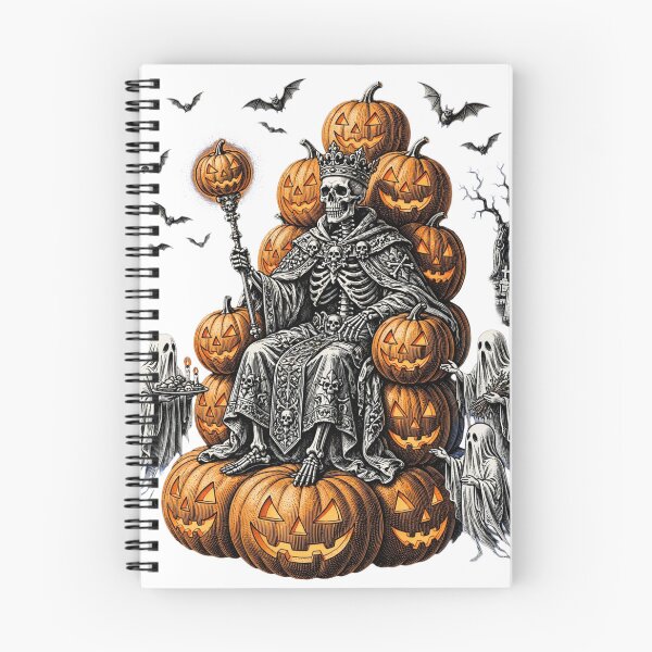 Item preview, Pumpkin King Skeleton Throne Halloween Art designed and sold by BloopyWorks.