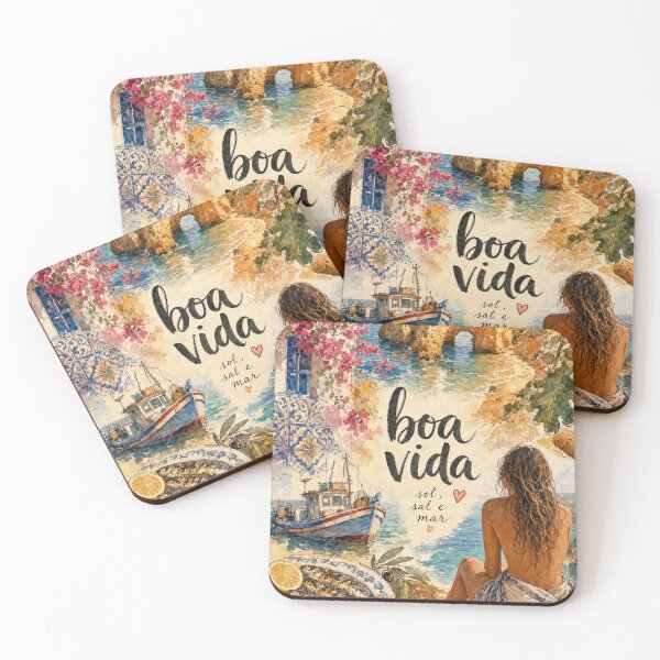 Item preview, Boa Vida Algarve Portugal - Watercolor Travel Collage designed and sold by VisualArtsOasis.