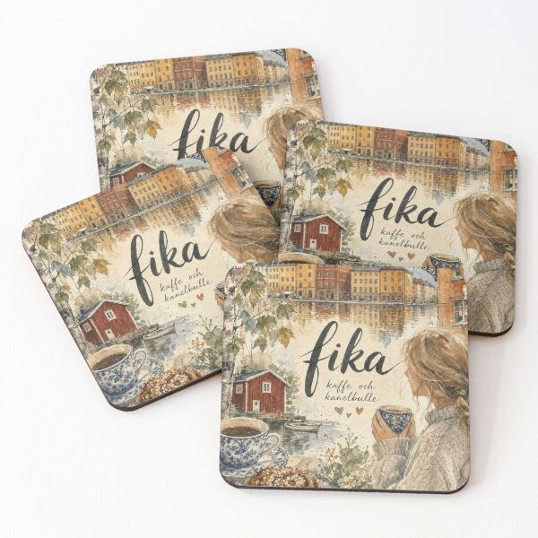 Item preview, Fika - Stockholm Sweden Painted Watercolor Illustration designed and sold by VisualArtsOasis.