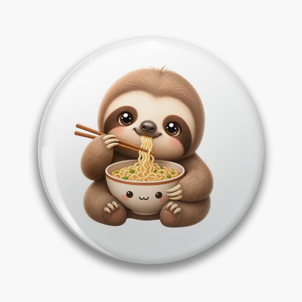 Item preview, Cute Sloth Noodles – Kawaii Cartoon Illustration designed and sold by Halbeskilo.