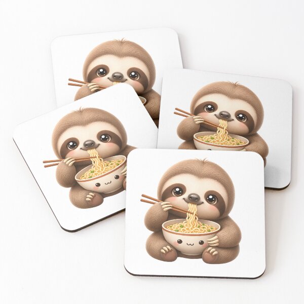Item preview, Cute Sloth Noodles – Kawaii Cartoon Illustration designed and sold by Halbeskilo.