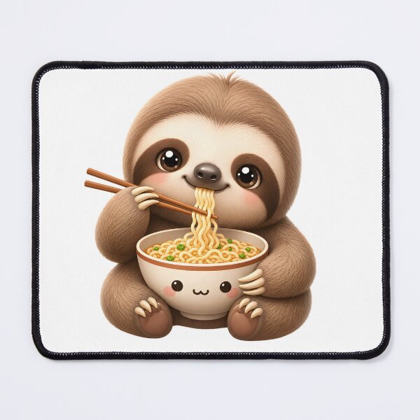 Item preview, Cute Sloth Noodles – Kawaii Cartoon Illustration designed and sold by Halbeskilo.