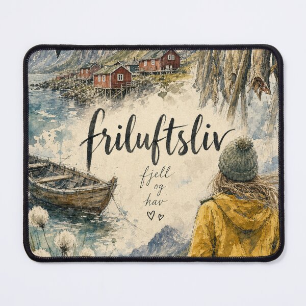 Item preview, Watercolor Lofoten Norway - Friluftsliv Travel Art Collage designed and sold by VisualArtsOasis.
