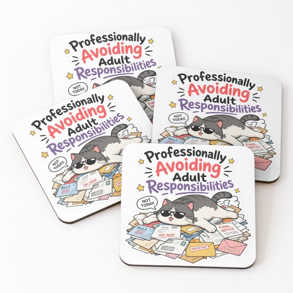 Item preview, Professionally Avoiding Adult Responsibilities – Funny Cat Sticker designed and sold by BLOOMVELLE.