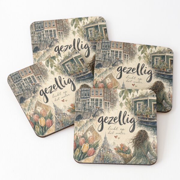 Item preview, Gezellig Amsterdam - Netherlands Hand Painted Watercolor Art designed and sold by VisualArtsOasis.