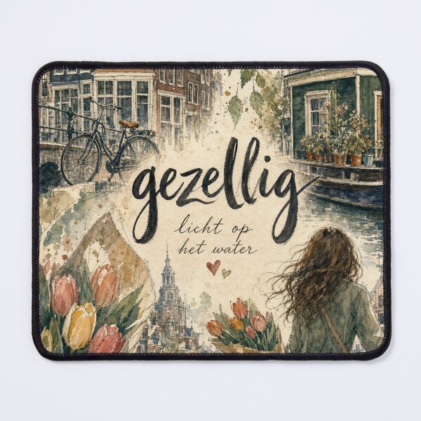 Item preview, Gezellig Amsterdam - Netherlands Hand Painted Watercolor Art designed and sold by VisualArtsOasis.