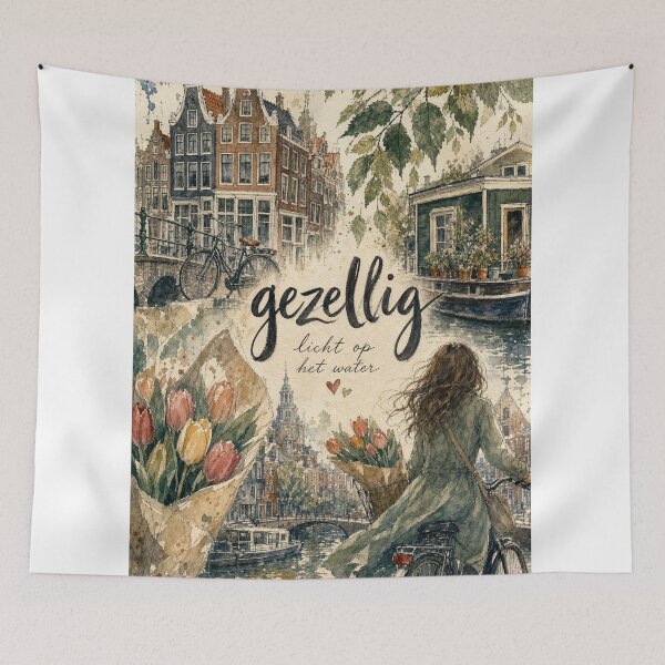 Item preview, Gezellig Amsterdam - Netherlands Hand Painted Watercolor Art designed and sold by VisualArtsOasis.