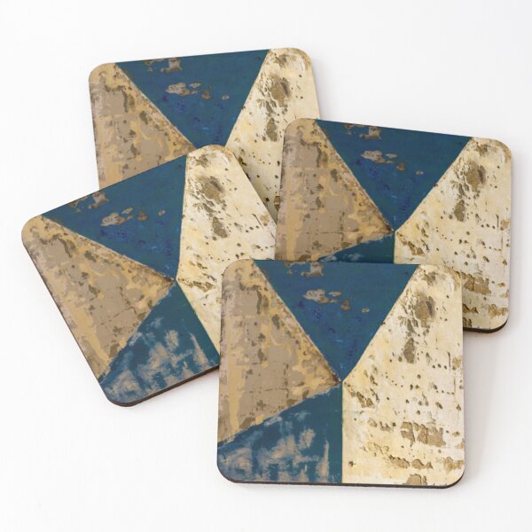 Item preview, Abstract Blue Geometric Wall Texture With Peeling Paint And Weathered Triangle Composition designed and sold by Nmallia.