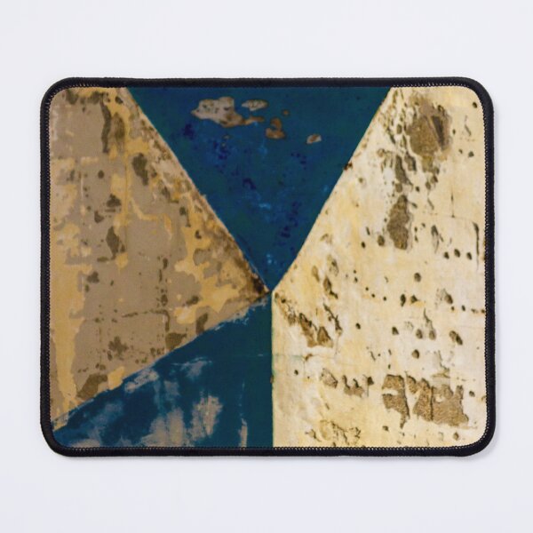 Item preview, Abstract Blue Geometric Wall Texture With Peeling Paint And Weathered Triangle Composition designed and sold by Nmallia.
