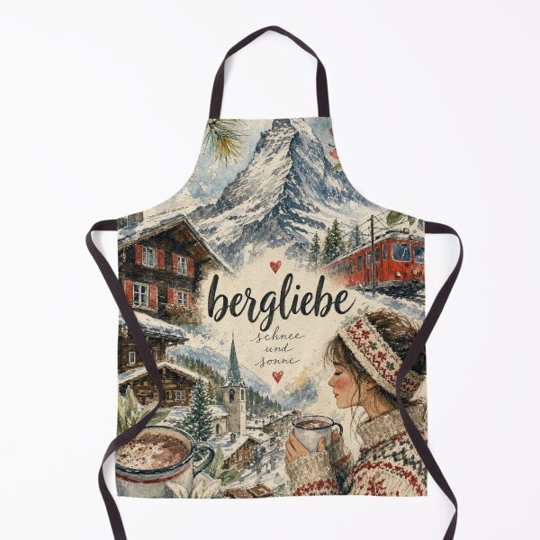 Item preview, Zermatt Switzerland Watercolor Art - Bergliebe Hand Painted Collage designed and sold by VisualArtsOasis.