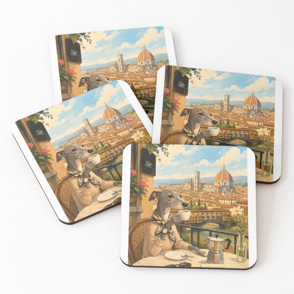 Item preview, Italian Greyhound drinking espresso in Florence designed and sold by Nomad-Paws.