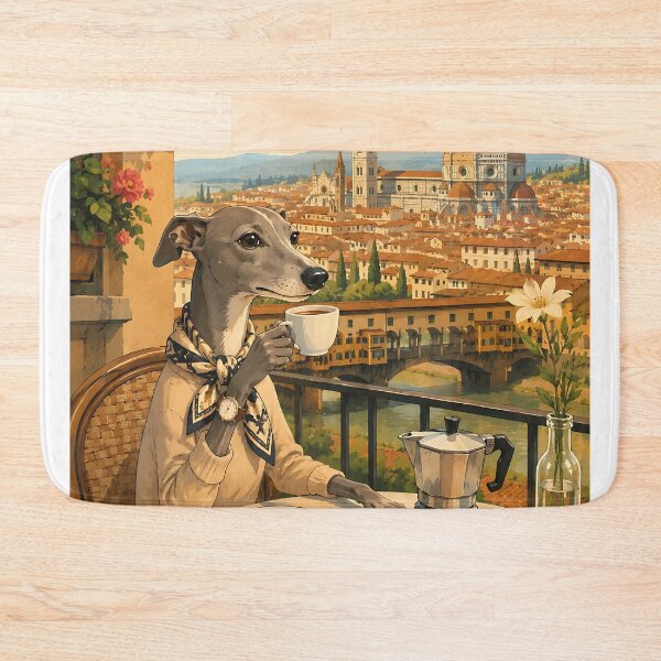 Item preview, Italian Greyhound drinking espresso in Florence designed and sold by Nomad-Paws.