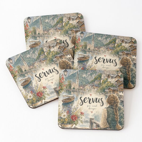 Item preview, Servus - Hallstatt Austria Painted Watercolor Illustration designed and sold by VisualArtsOasis.