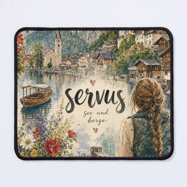 Item preview, Servus - Hallstatt Austria Painted Watercolor Illustration designed and sold by VisualArtsOasis.