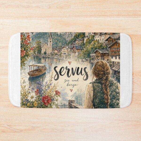 Item preview, Servus - Hallstatt Austria Painted Watercolor Illustration designed and sold by VisualArtsOasis.