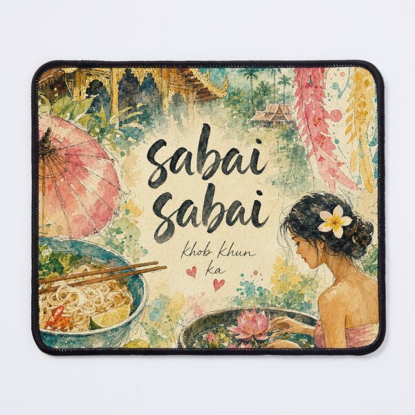 Item preview, Watercolor Chiang Mai Thailand - Sabai Sabai Travel Art Collage designed and sold by VisualArtsOasis.